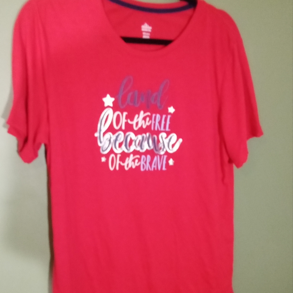 Patriotic Americana Red White And Blue Womens T-Shirt Size XXL Fireworks, Fairs